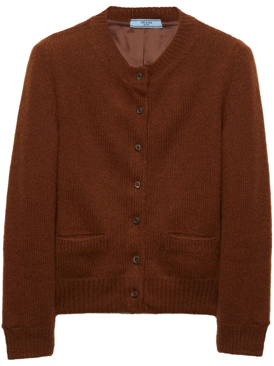 Triangle-Logo Wool Cardigan