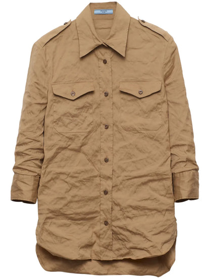 Crinkled Poplin Shirt
