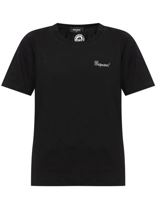 Rhinestone-Logo Cotton T-Shirt
