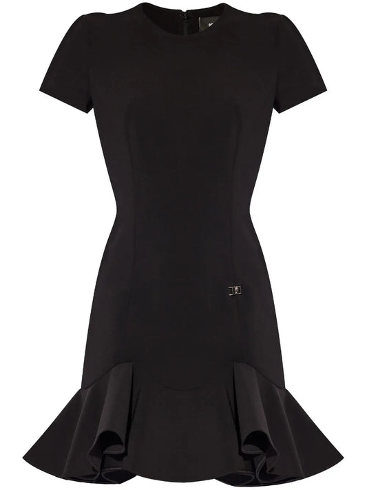 Ruffled-Hem Mini Dress