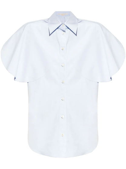 Flutter-Sleeve Cotton Shirt