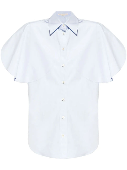 Flutter-Sleeve Cotton Shirt
