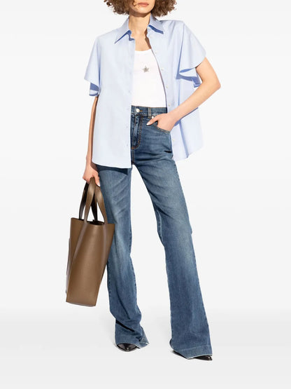 Flutter-Sleeve Cotton Shirt