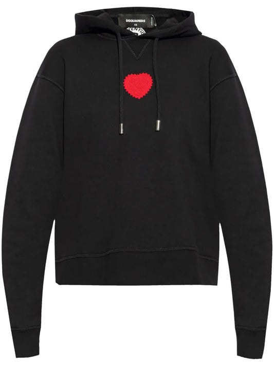 Heart-Patch Cotton Hoodie