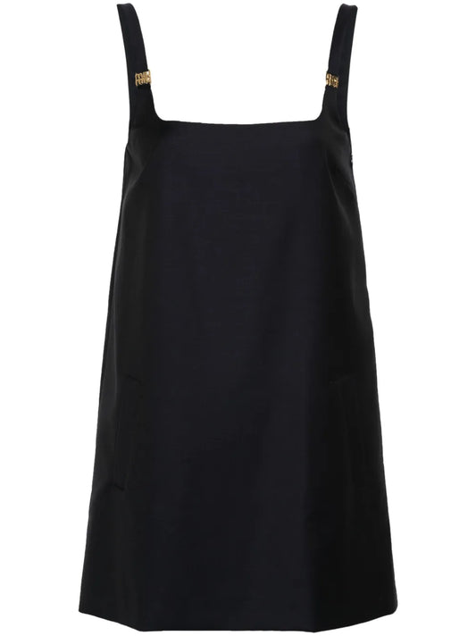 Logo-Plaque Virgin Wool Minidress