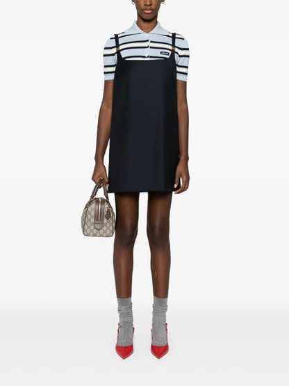 Logo-Plaque Virgin Wool Minidress