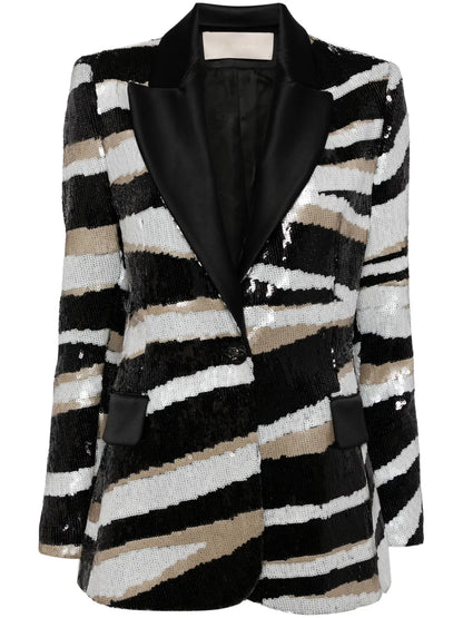 Sequinned Satin-Embellished Blazer