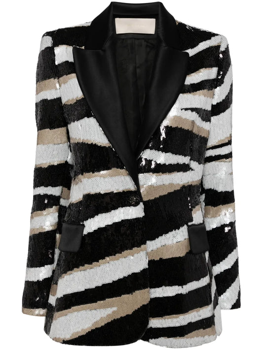 Sequinned Satin-Embellished Blazer