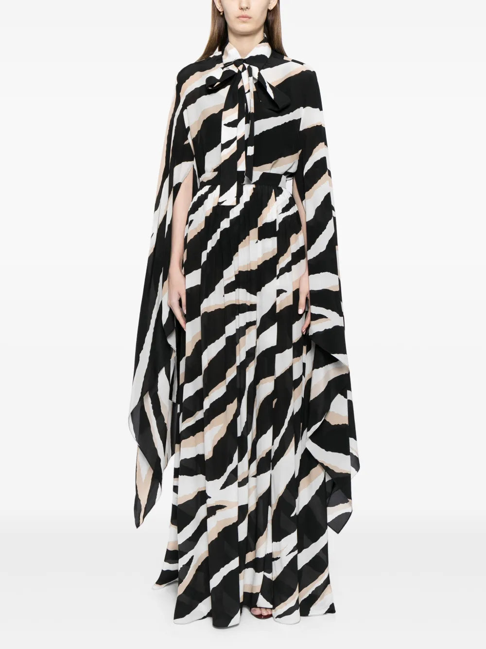 Zebra-Print Silk Maxi Skirt