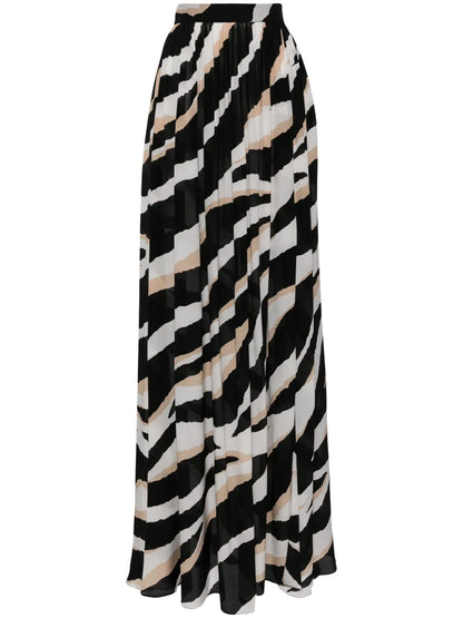 Zebra-Print Silk Maxi Skirt