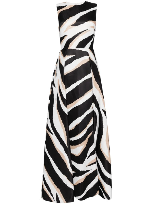 Zebra-Print Silk Gown