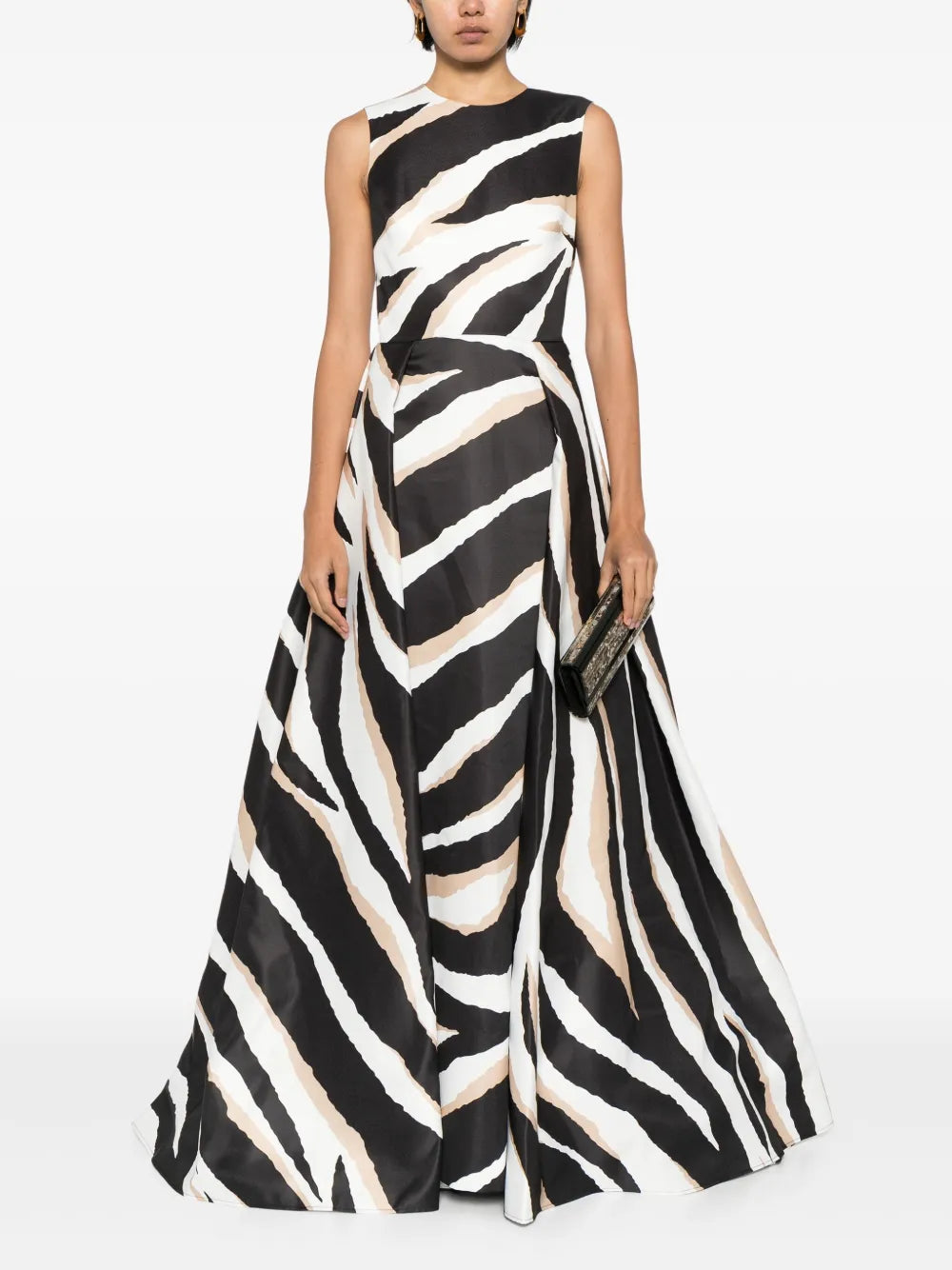 Zebra-Print Silk Gown
