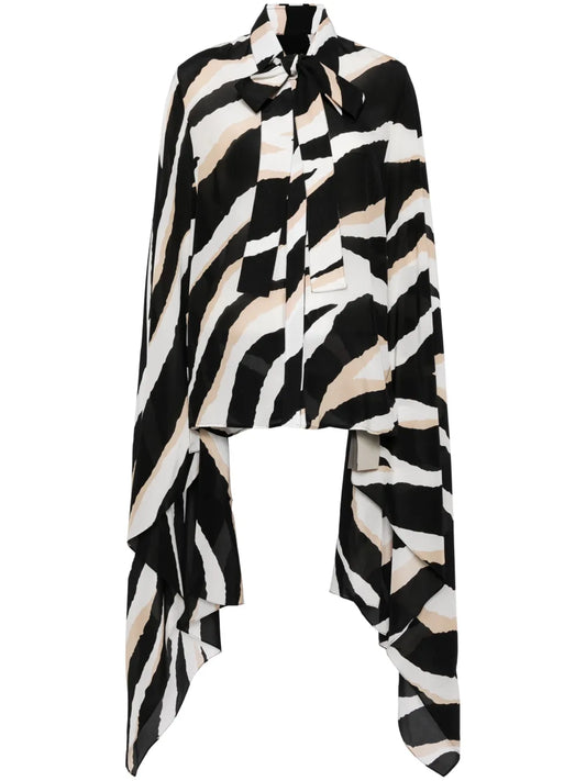 Zebra-Print Silk Shirt
