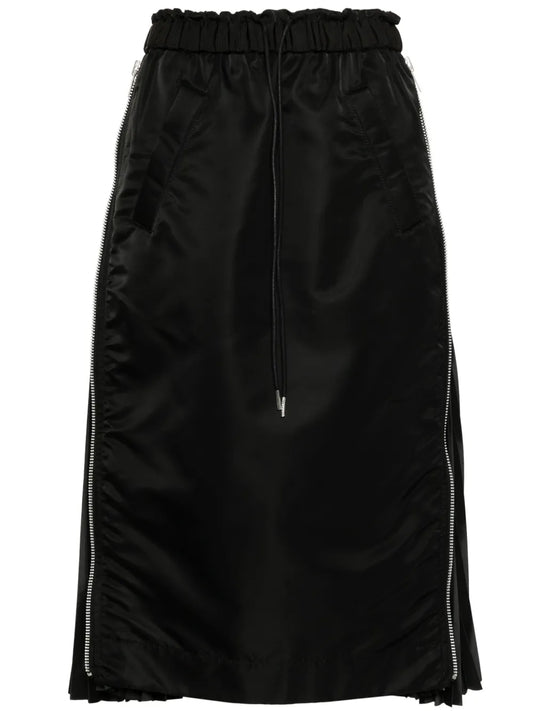 Pleat-Panelled Midi Skirt