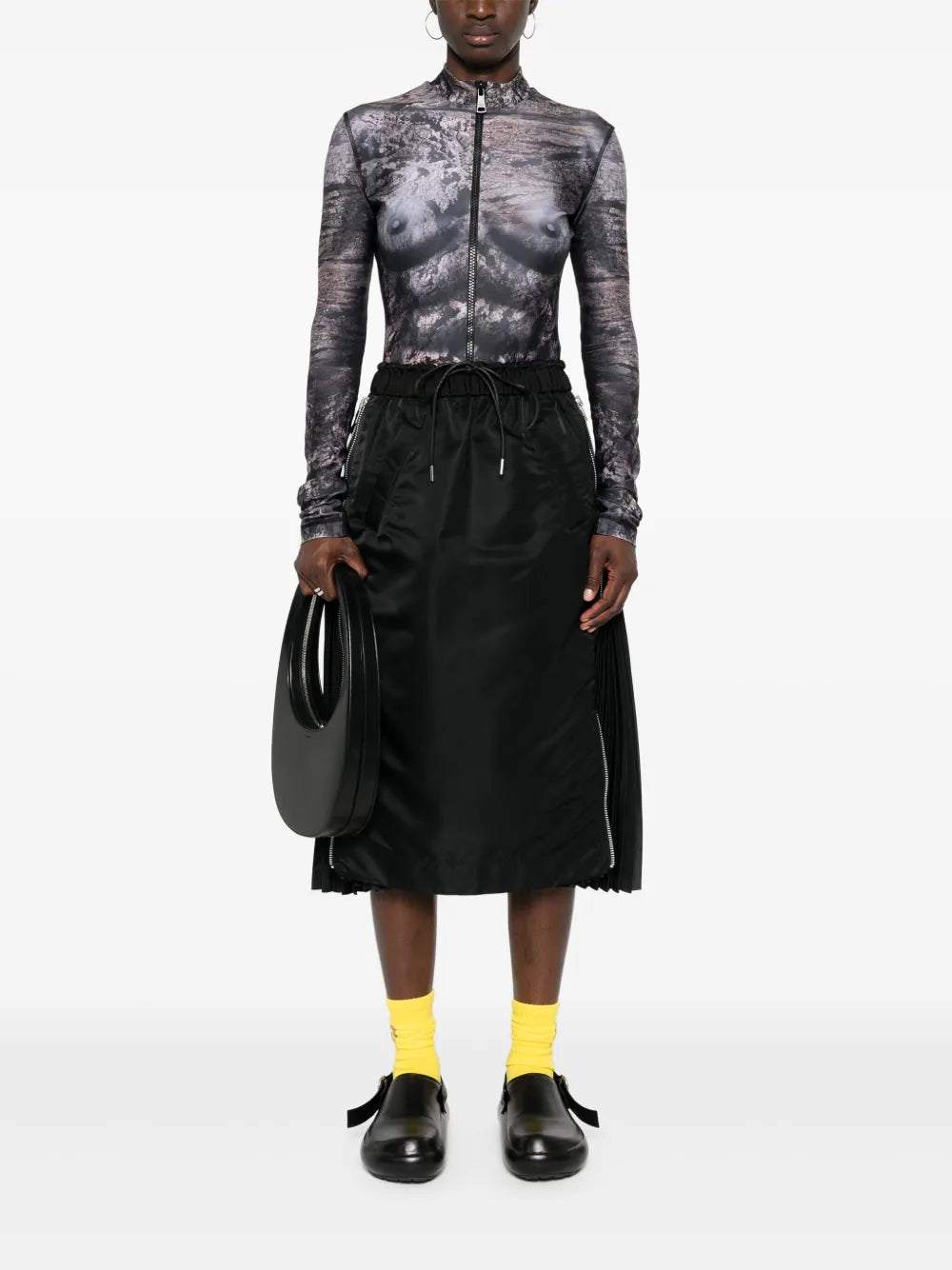 Pleat-Panelled Midi Skirt