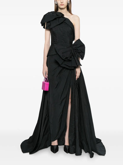 Bow-Detail Silk Gown