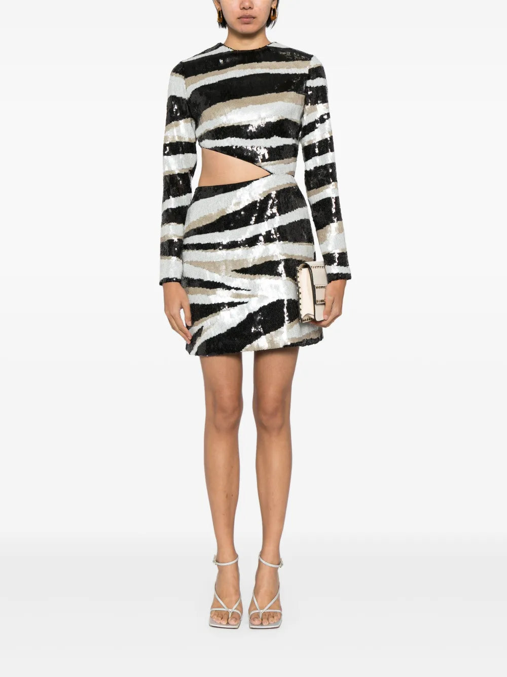 Sequin-Embroidered Silk Mini Dress
