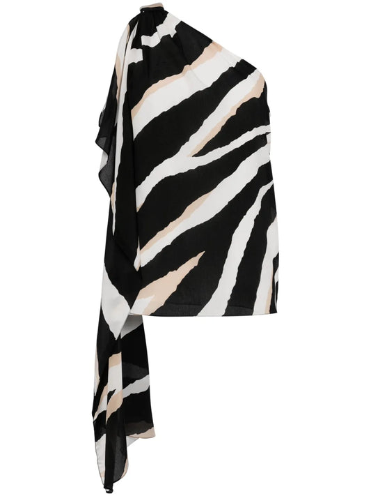Zebra-Print Silk Top