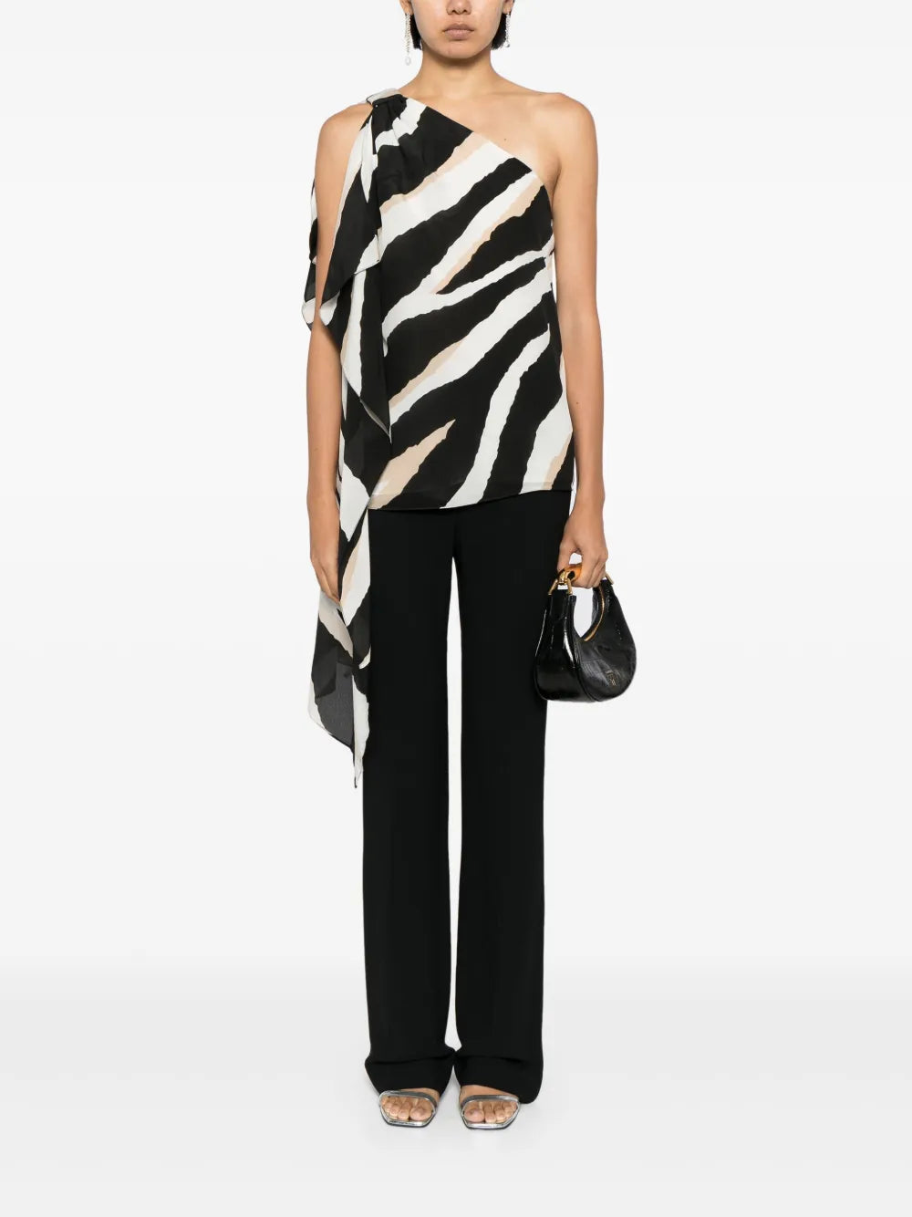 Zebra-Print Silk Top