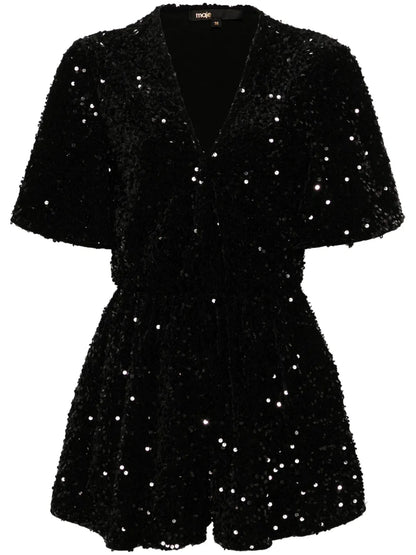 Sequinned Velvet Playsuit