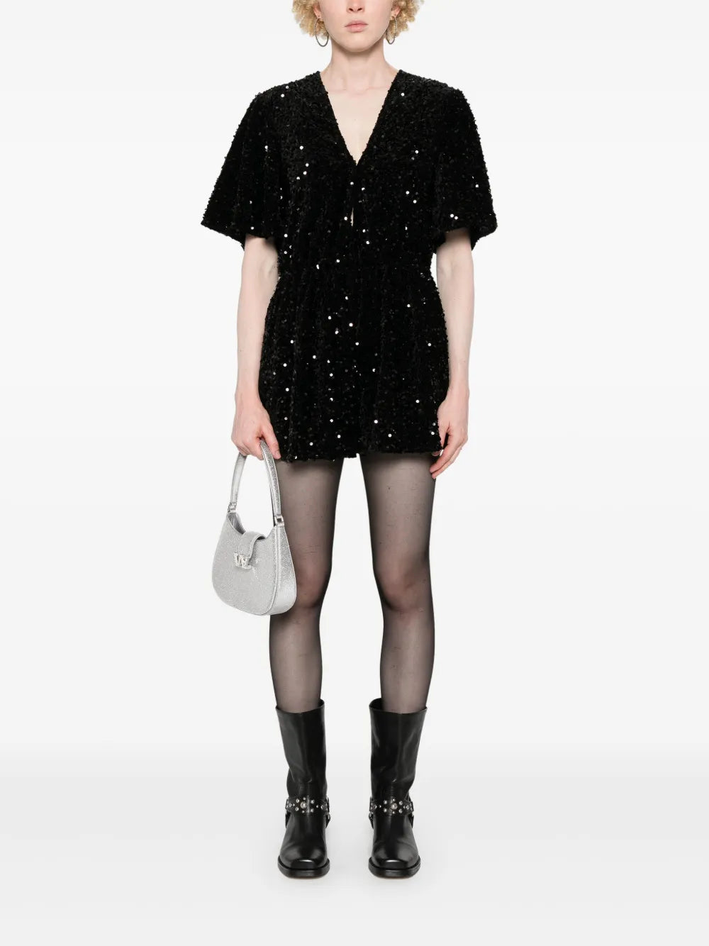 Sequinned Velvet Playsuit