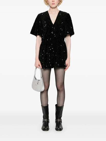Sequinned Velvet Playsuit