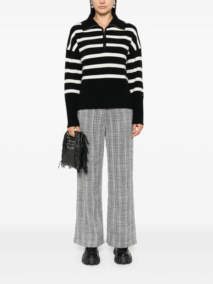 Stripe-Print High-Neck Sweater