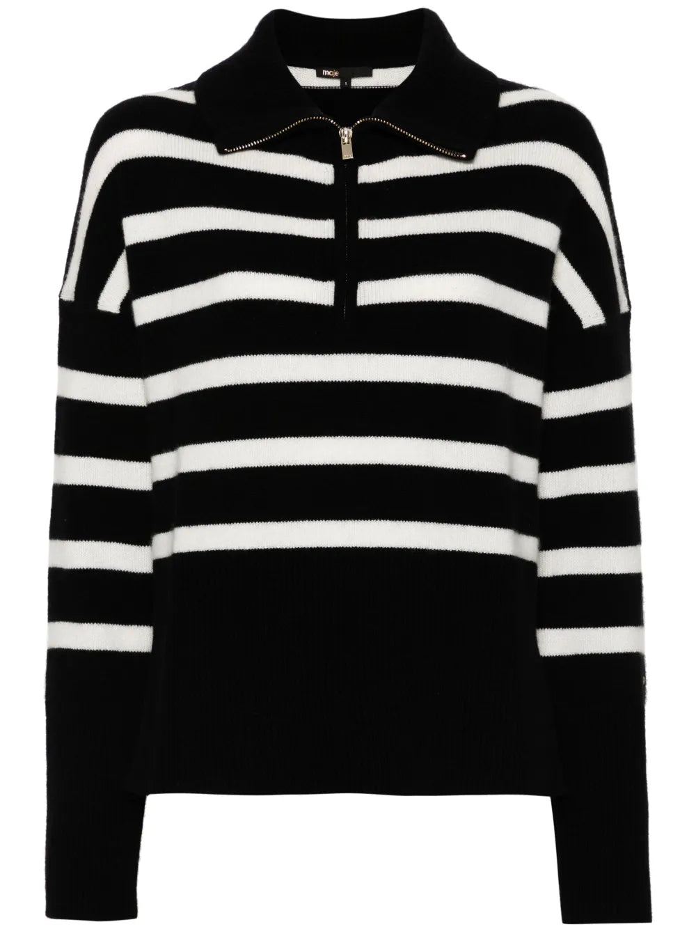 Stripe-Print High-Neck Sweater