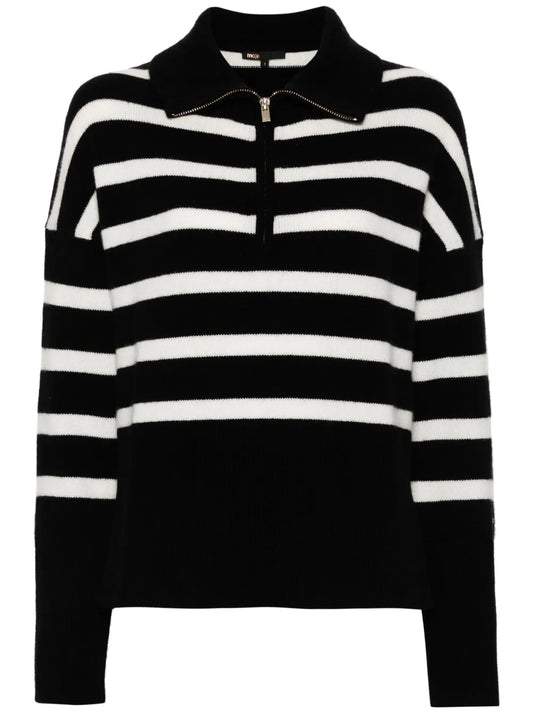 Stripe-Print High-Neck Sweater