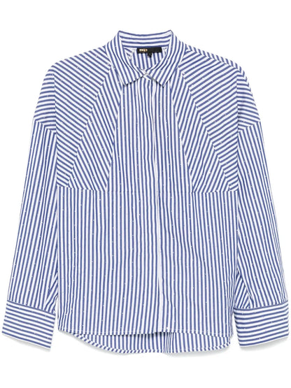 Rhinestone-Embellished Striped Shirt