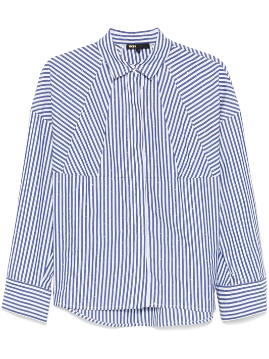 Rhinestone-Embellished Striped Shirt