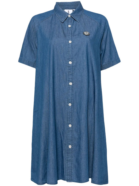 Logo-Patch Denim Shirt Dress