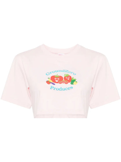 Vegatables-Print Cropped T-Shirt