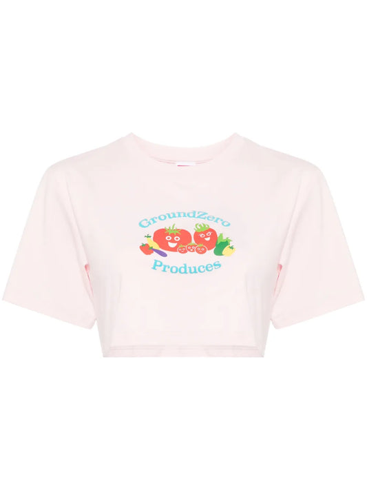 Vegatables-Print Cropped T-Shirt