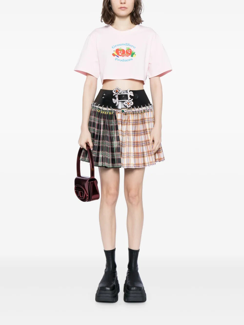 Vegatables-Print Cropped T-Shirt