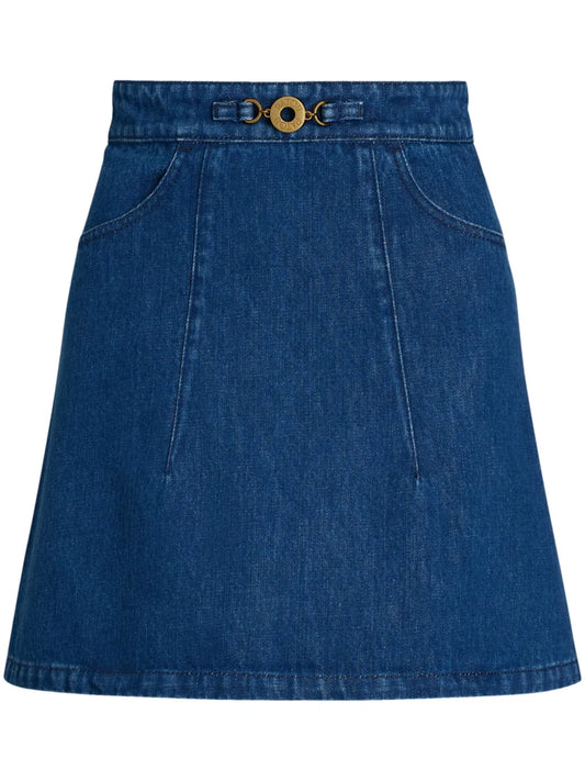 Organic-Denim A-Line Mini Skirt