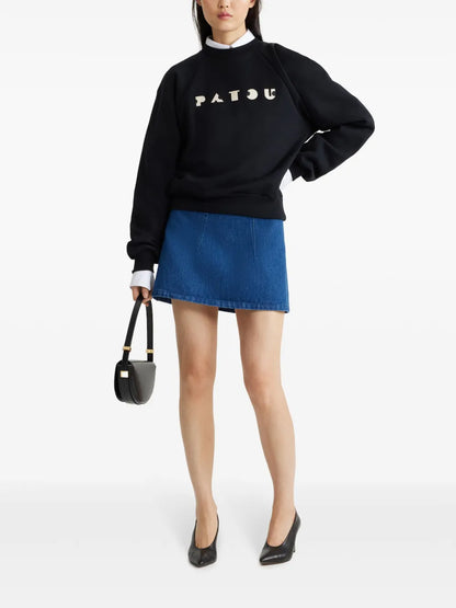 Organic-Denim A-Line Mini Skirt