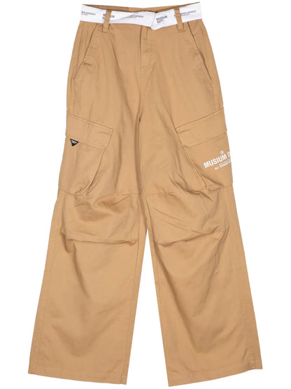 Belted Logo Straight Trousers