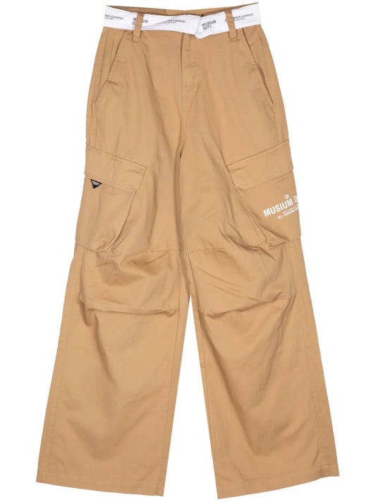 Belted Logo Straight Trousers