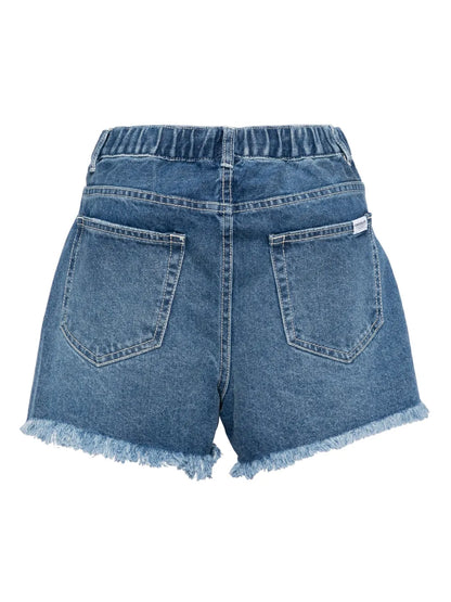 Raw-Cut Hem Denim Shorts