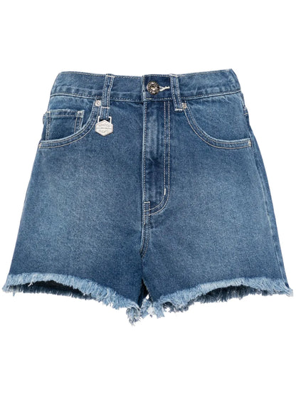 Raw-Cut Hem Denim Shorts