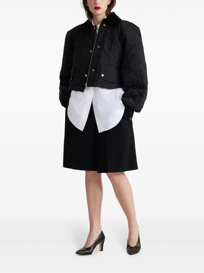 Cropped Quilted Bomber Jacket