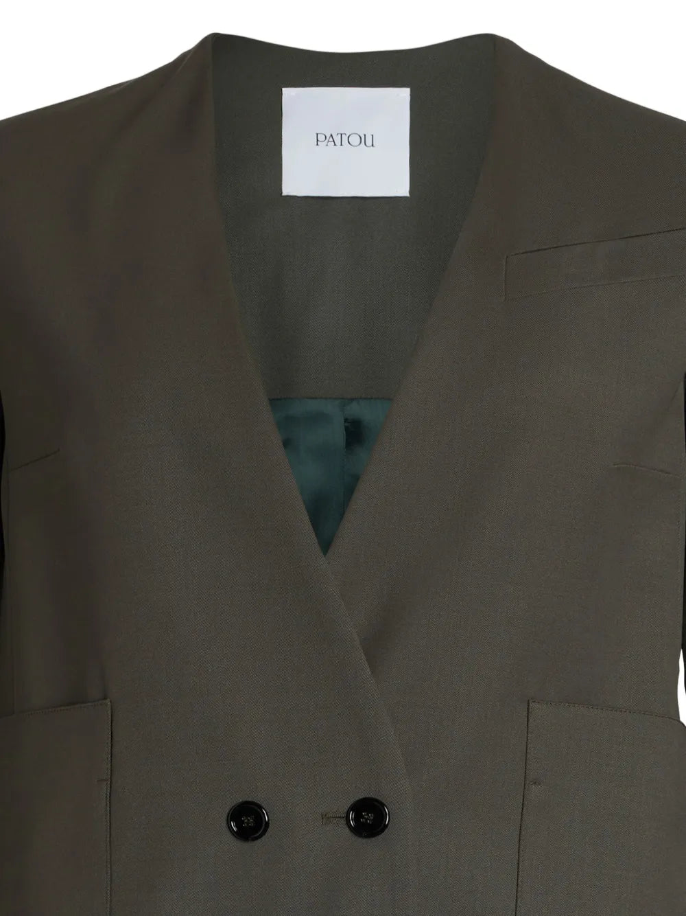 Collarless Double-Breasted Blazer