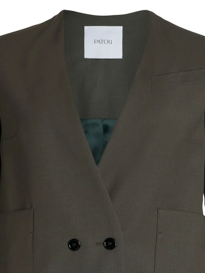 Collarless Double-Breasted Blazer