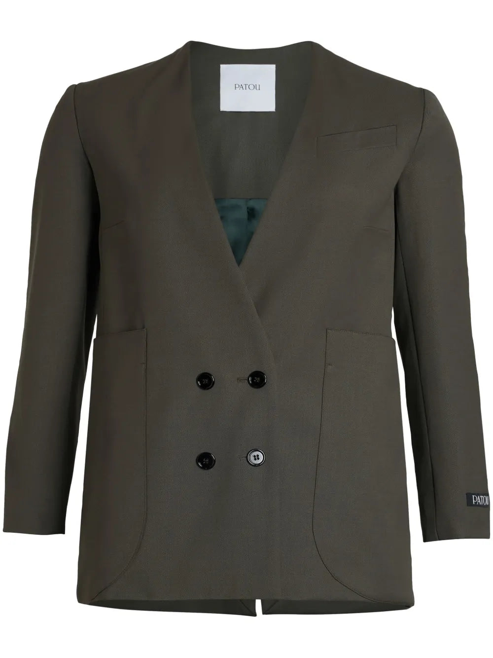 Collarless Double-Breasted Blazer