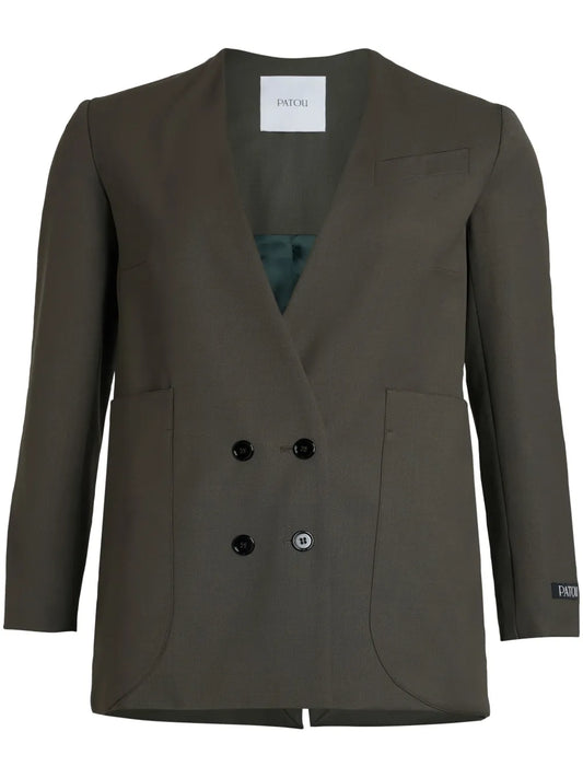 Collarless Double-Breasted Blazer