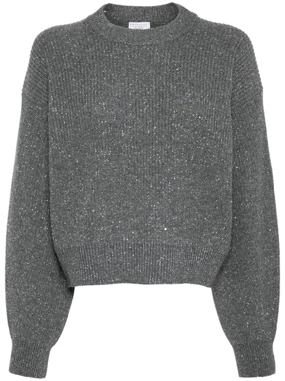 Metallic Sequin-Embellished Jumper