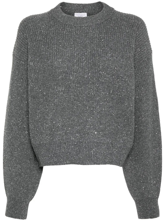 Metallic Sequin-Embellished Jumper