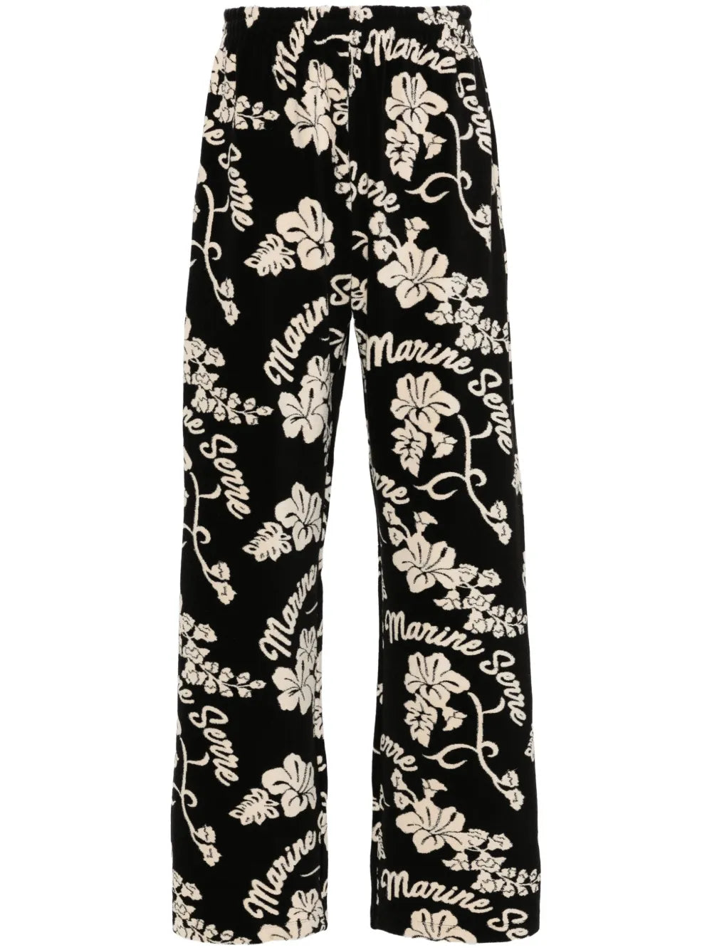 Terry-Cloth Floral Straight Trousers