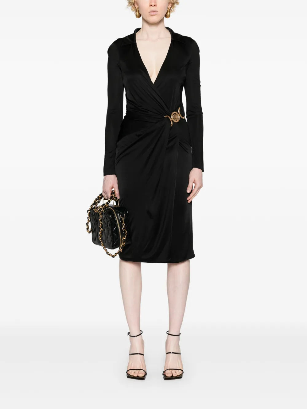 Medusa-Plaque Jersey Midi Dress
